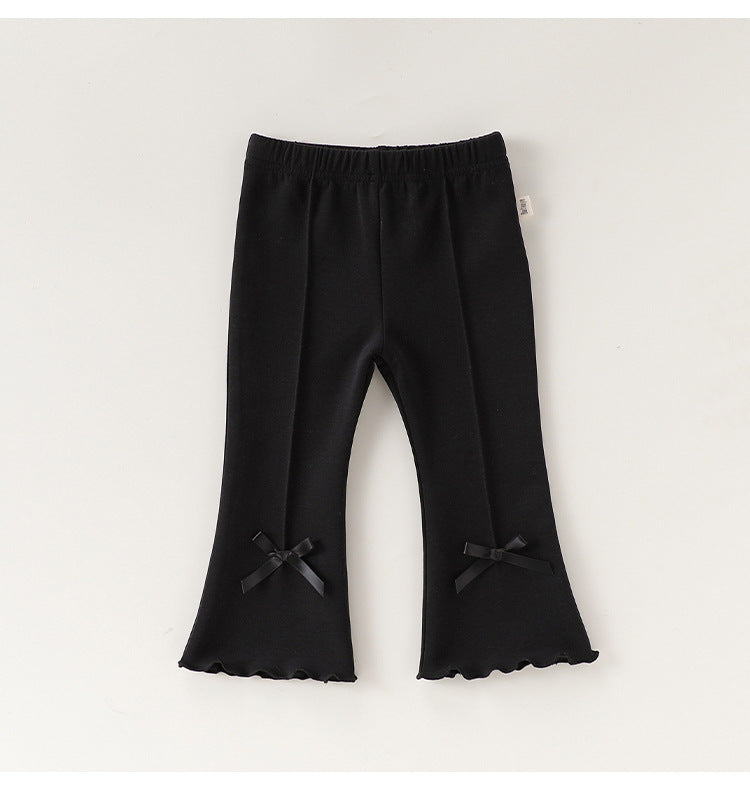 Bow Modal Flared Leggings リボン フレアレギンス【mh0012334】 Beitaoya