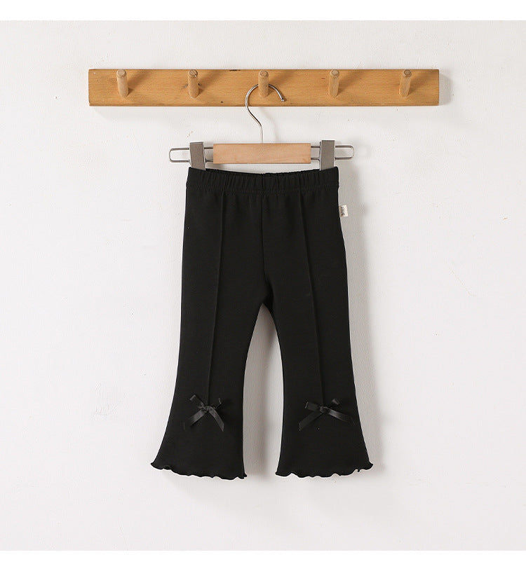 Bow Modal Flared Leggings リボン フレアレギンス【mh0012334】 Beitaoya
