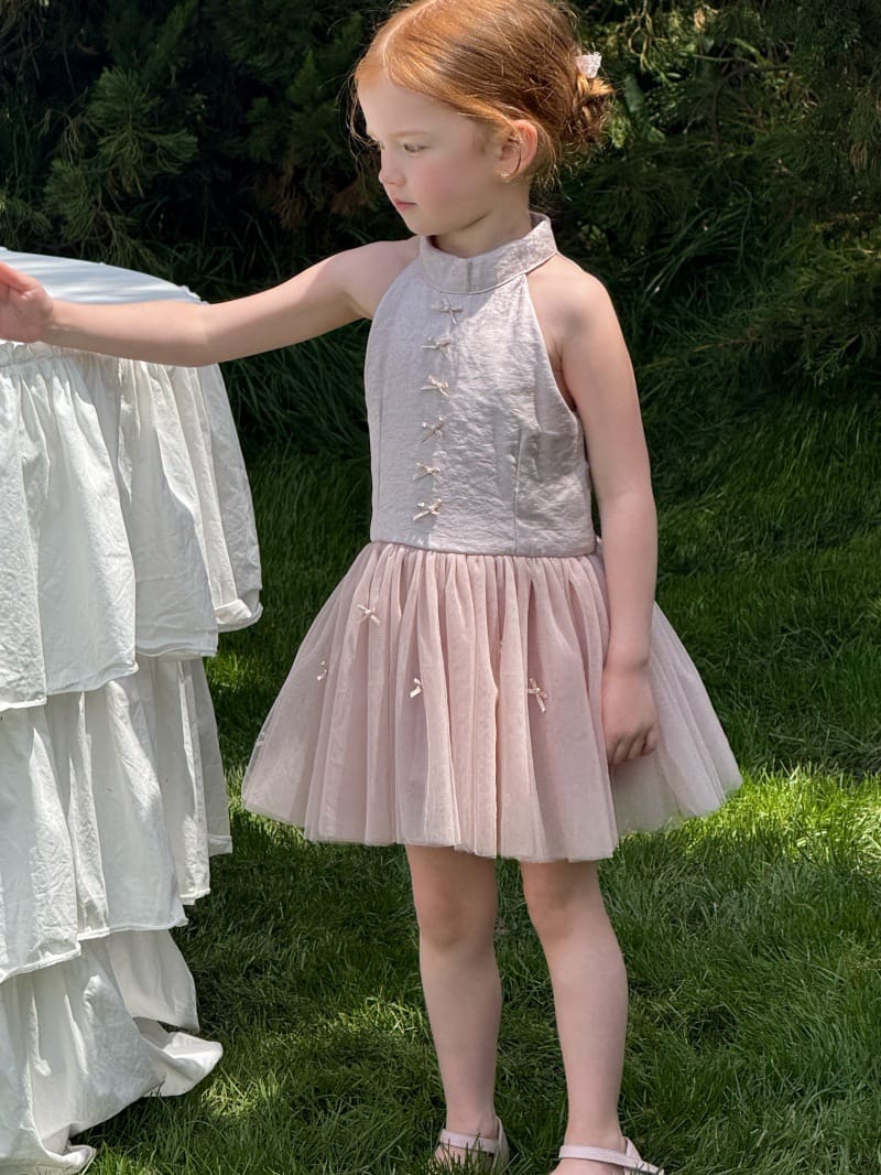 Bow Tulle Halter-Neck Elegant Princess Dress チュール ホルターネックワンピース【mh0013239】 Chengle ノースリーブワンピース
