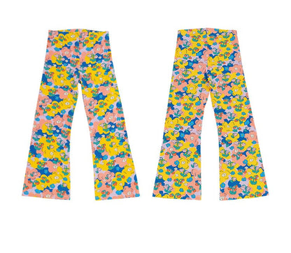 Bright Floral Lyocell Cotton Top Vibrant FlarePants 半袖Tシャツ ロングパンツ【mh0013091】 RICE & SKY 半袖セットアップ