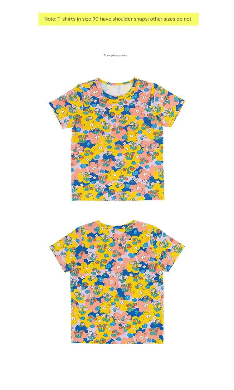 Bright Floral Lyocell Cotton Top Vibrant FlarePants 半袖Tシャツ ロングパンツ【mh0013091】 RICE & SKY 半袖セットアップ