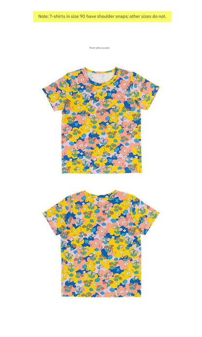 Bright Floral Lyocell Cotton Top Vibrant FlarePants 半袖Tシャツ ロングパンツ【mh0013091】 RICE & SKY 半袖セットアップ