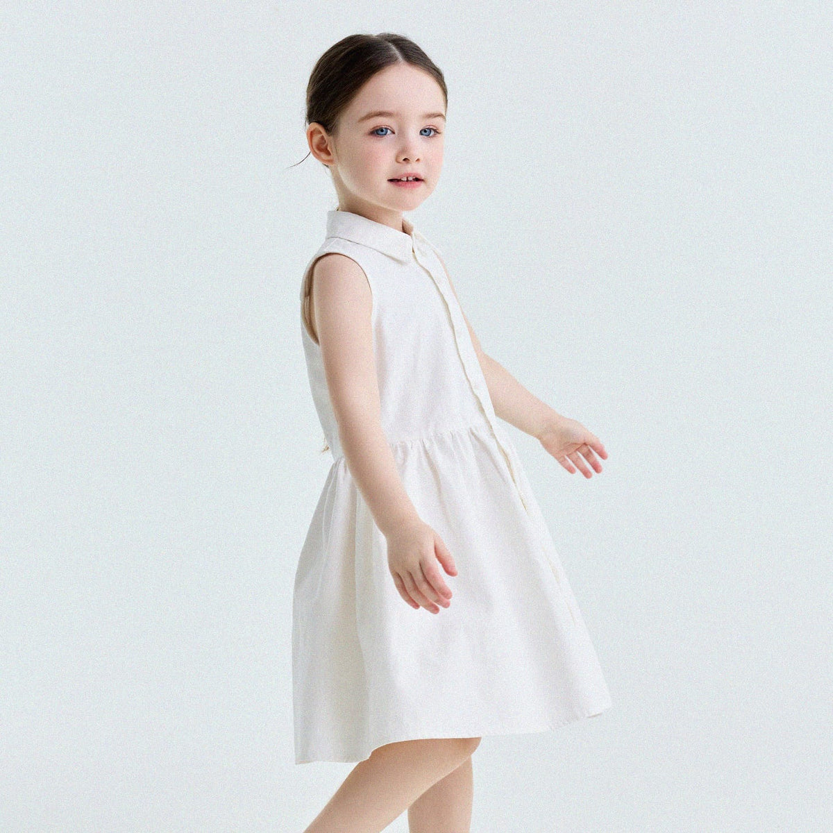 Button-Down Shirt Dress ポロカラー ノースリーブワンピース【mh0013180】 Off-White / 90cm yunerma ノースリーブワンピース