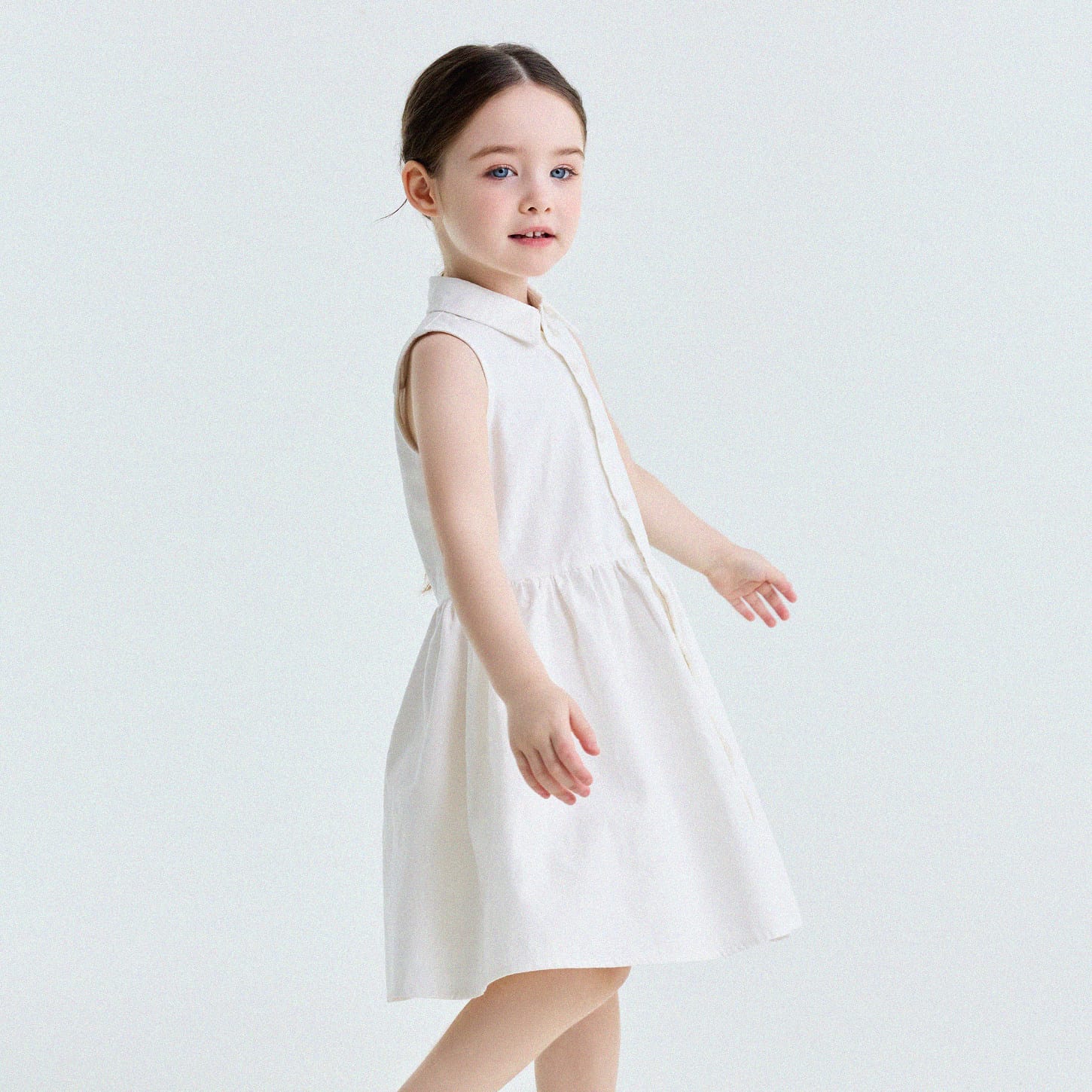 Button-Down Shirt Dress ポロカラー ノースリーブワンピース【mh0013180】 Off-White / 90cm yunerma ノースリーブワンピース
