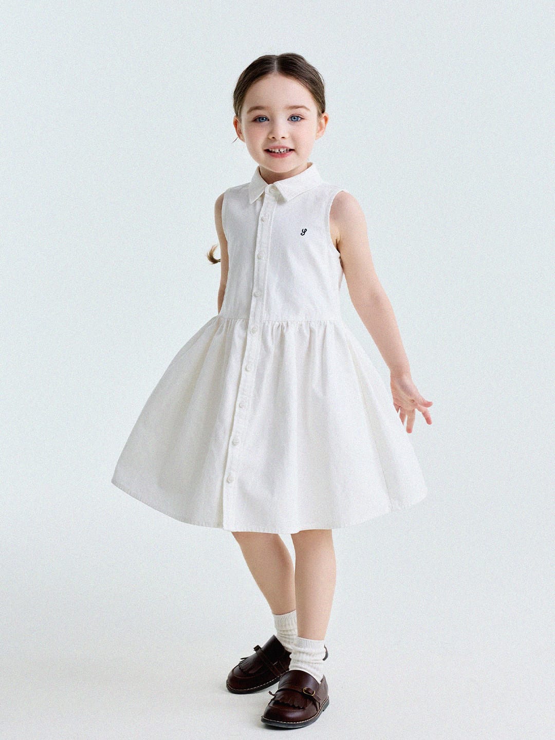 Button-Down Shirt Dress ポロカラー ノースリーブワンピース【mh0013180】 yunerma ノースリーブワンピース