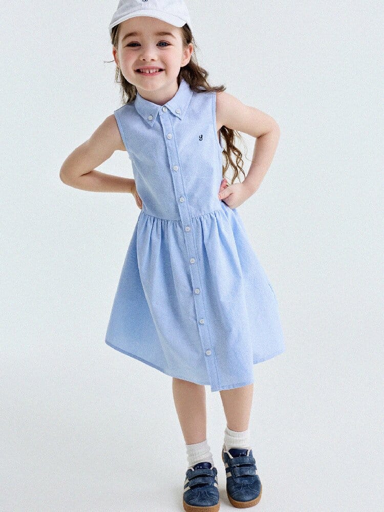 Button-Down Shirt Dress ポロカラー ノースリーブワンピース【mh0013180】 yunerma ノースリーブワンピース