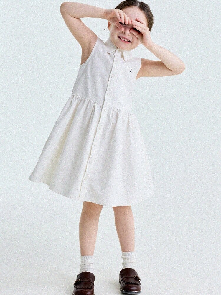 Button-Down Shirt Dress ポロカラー ノースリーブワンピース【mh0013180】 yunerma ノースリーブワンピース