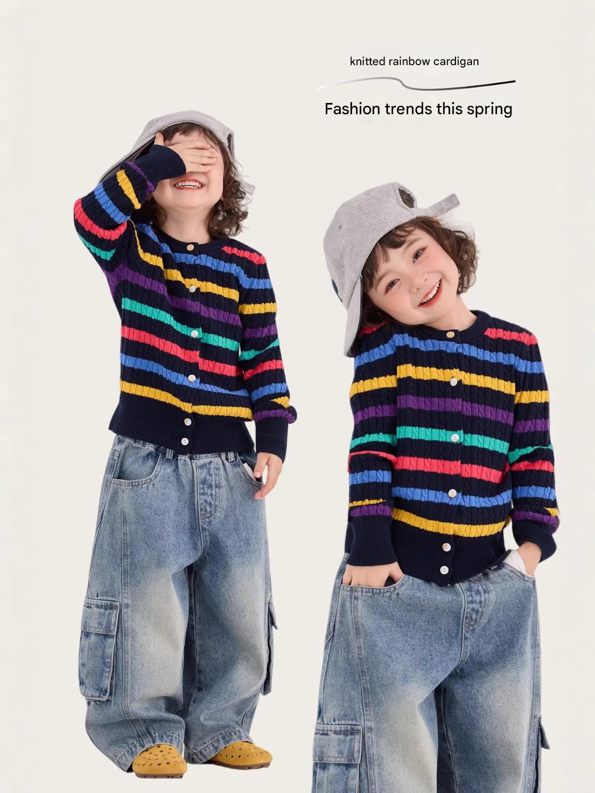 Cable Striped Woolen Cardigan ケーブル編み ボーダー カーディガン【mh0012381】 HEY BOOBII