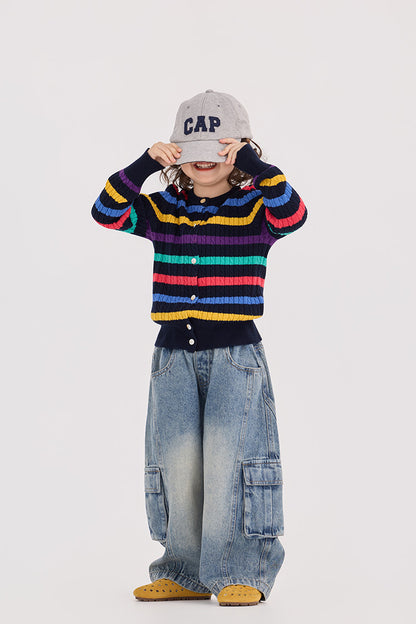 Cable Striped Woolen Cardigan ケーブル編み ボーダー カーディガン【mh0012381】 HEY BOOBII