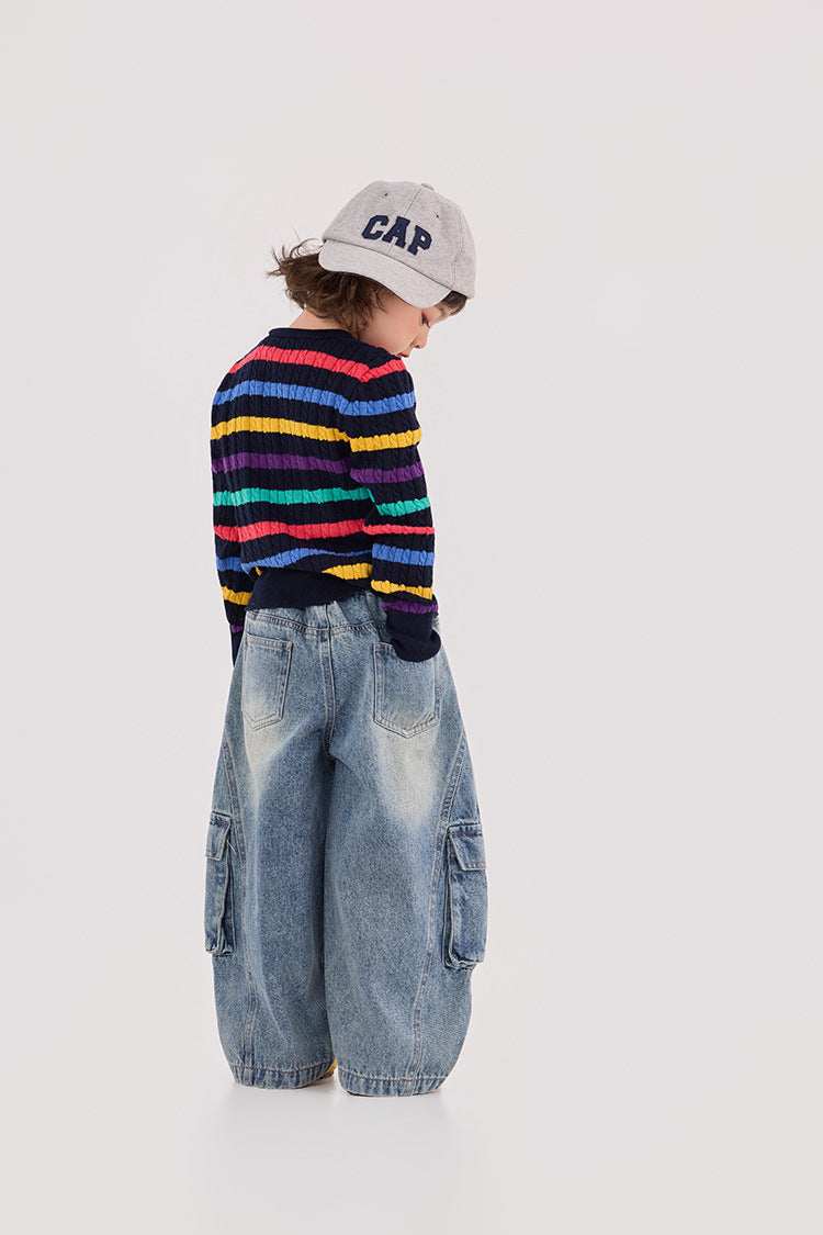 Cable Striped Woolen Cardigan ケーブル編み ボーダー カーディガン【mh0012381】 HEY BOOBII