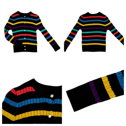 Cable Striped Woolen Cardigan ケーブル編み ボーダー カーディガン【mh0012381】 HEY BOOBII