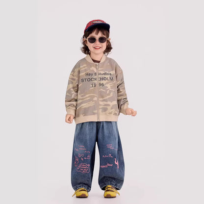 Camouflage Striped Knit Bomber カモフラ ボーダー ニットブルゾン【mh0012395】 90cm / Camouflage mamahalo shop