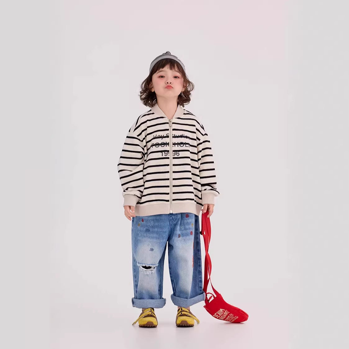 Camouflage Striped Knit Bomber カモフラ ボーダー ニットブルゾン【mh0012395】 90cm / stripe mamahalo shop