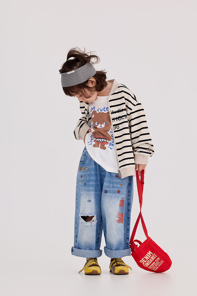 Camouflage Striped Knit Bomber カモフラ ボーダー ニットブルゾン【mh0012395】 HEY BOOBII