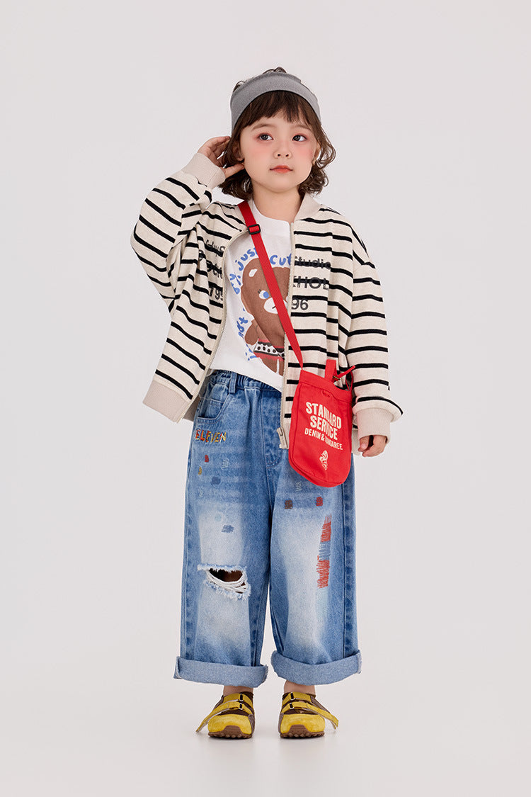 Camouflage Striped Knit Bomber カモフラ ボーダー ニットブルゾン【mh0012395】 HEY BOOBII