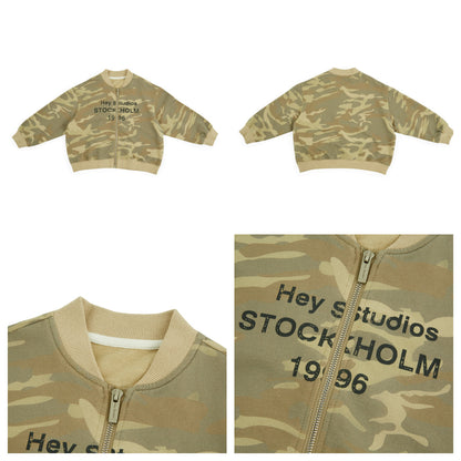 Camouflage Striped Knit Bomber カモフラ ボーダー ニットブルゾン【mh0012395】 HEY BOOBII