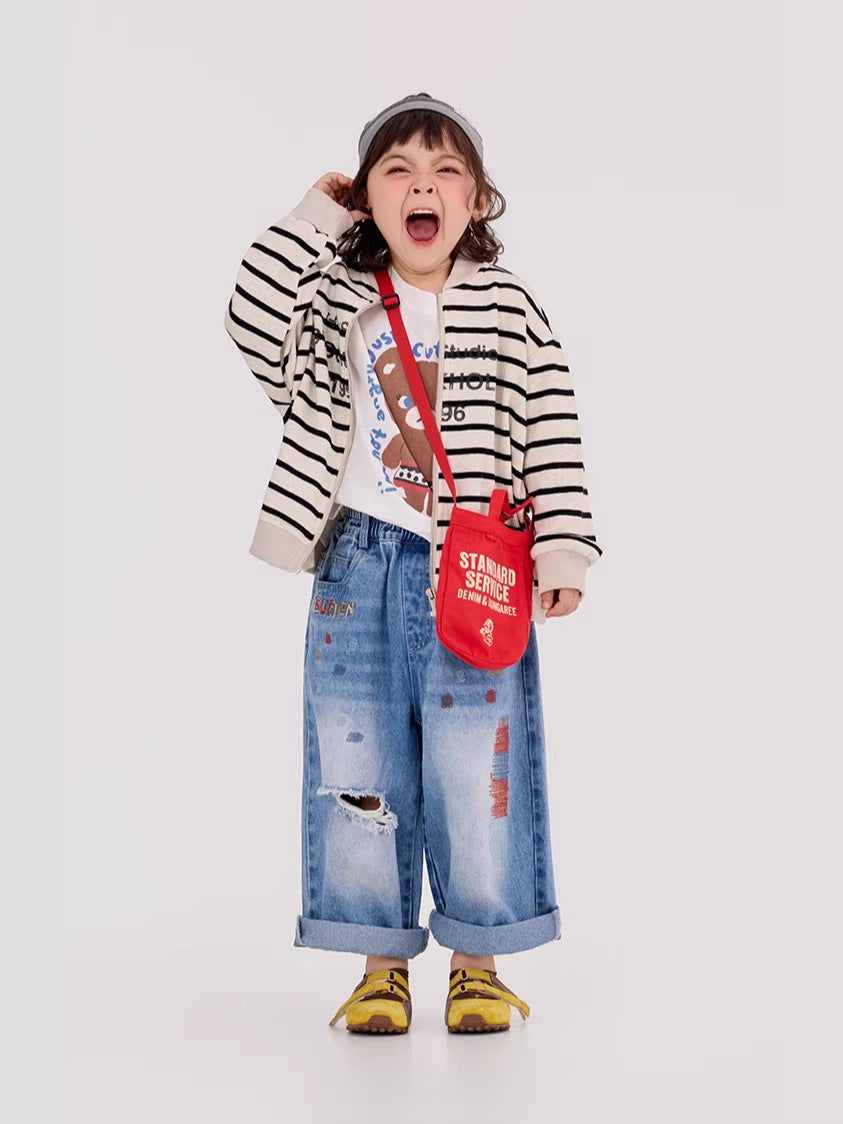 Camouflage Striped Knit Bomber カモフラ ボーダー ニットブルゾン【mh0012395】 mamahalo shop