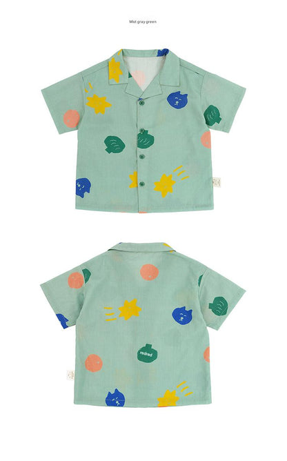 Camp Shirt Shorts オープンカラー 半袖シャツ ハーフパンツ【mh0013087】 RICE & SKY 半袖セットアップ