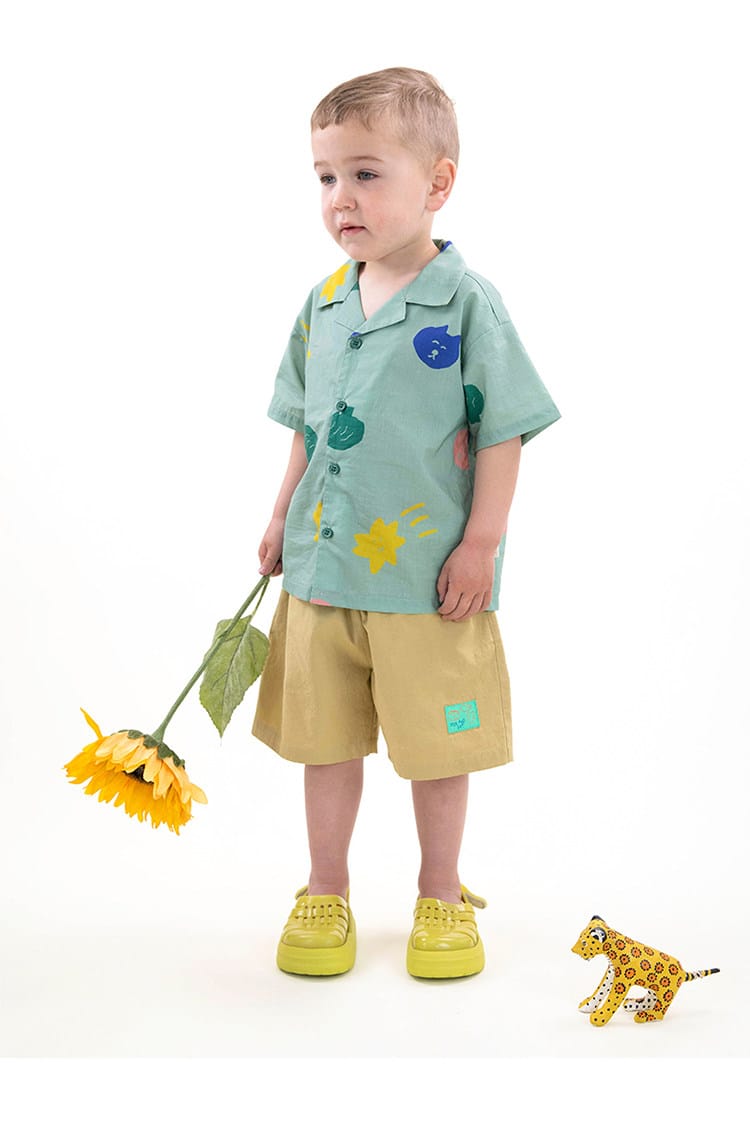 Camp Shirt Shorts オープンカラー 半袖シャツ ハーフパンツ【mh0013087】 RICE & SKY 半袖セットアップ