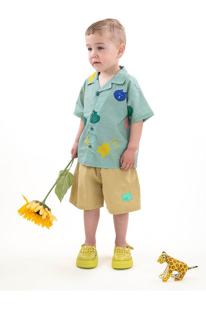 Camp Shirt Shorts オープンカラー 半袖シャツ ハーフパンツ【mh0013087】 RICE & SKY 半袖セットアップ