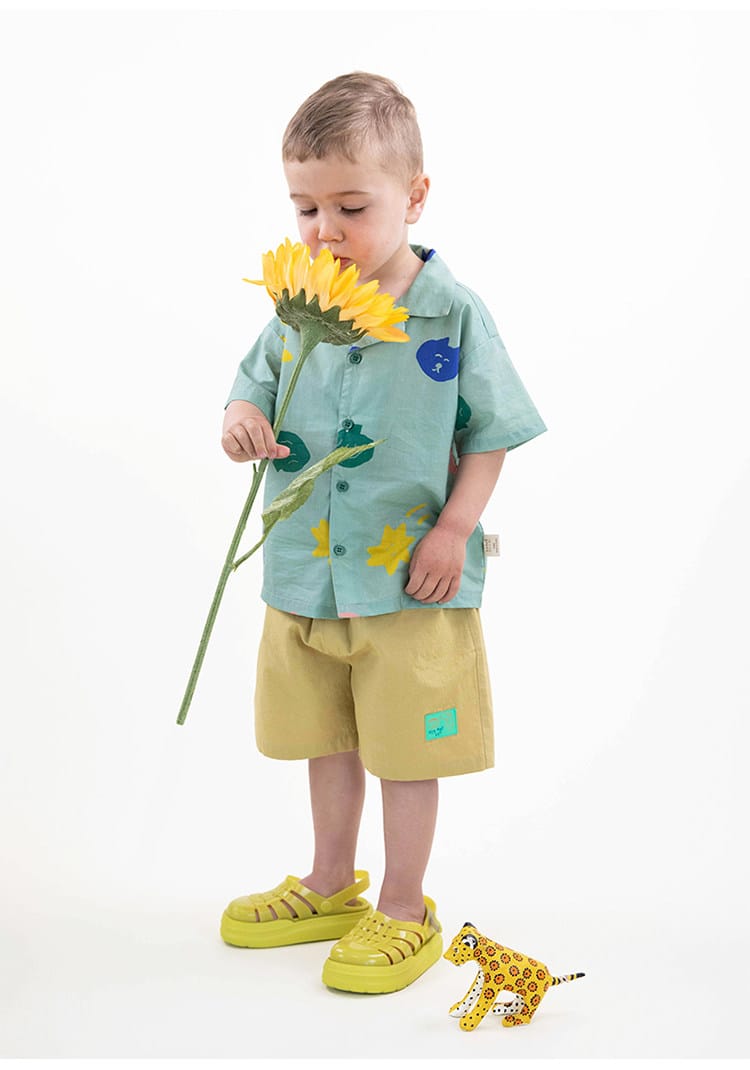 Camp Shirt Shorts オープンカラー 半袖シャツ ハーフパンツ【mh0013087】 RICE & SKY 半袖セットアップ