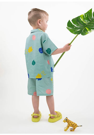 Camp Shirt Shorts オープンカラー 半袖シャツ ハーフパンツ【mh0013087】 RICE & SKY 半袖セットアップ