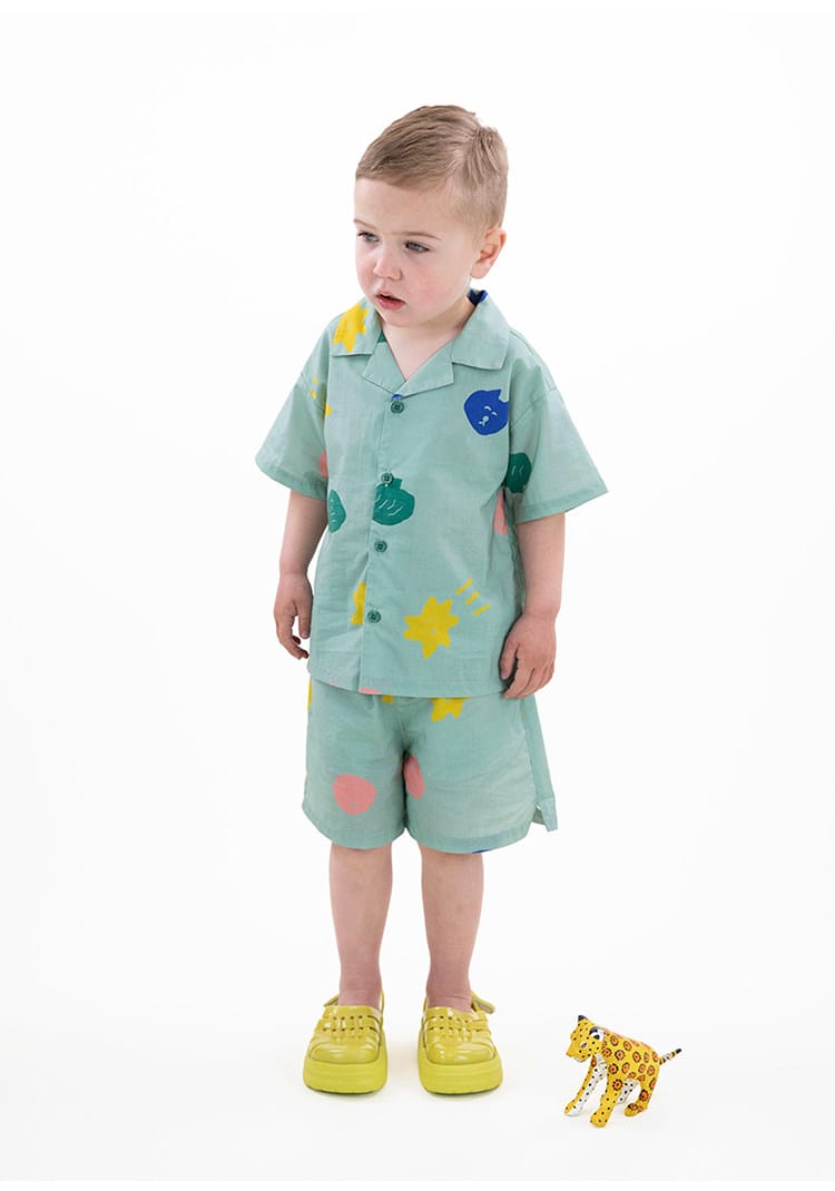 Camp Shirt Shorts オープンカラー 半袖シャツ ハーフパンツ【mh0013087】 RICE & SKY 半袖セットアップ