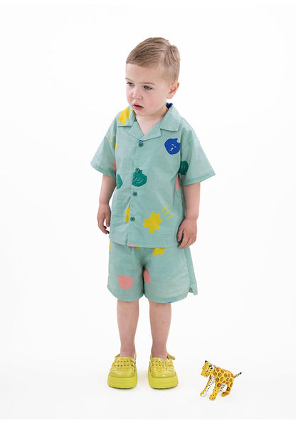 Camp Shirt Shorts オープンカラー 半袖シャツ ハーフパンツ【mh0013087】 RICE & SKY 半袖セットアップ