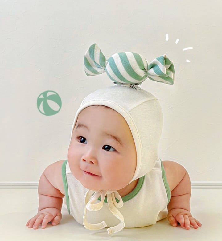 Candy Motif Sleeveless Romper Bonnet Set キャンディ ノースリーブロンパース 帽子 セット【mh0013395】 TOMMY'S GIFTS ノースリーブロンパース