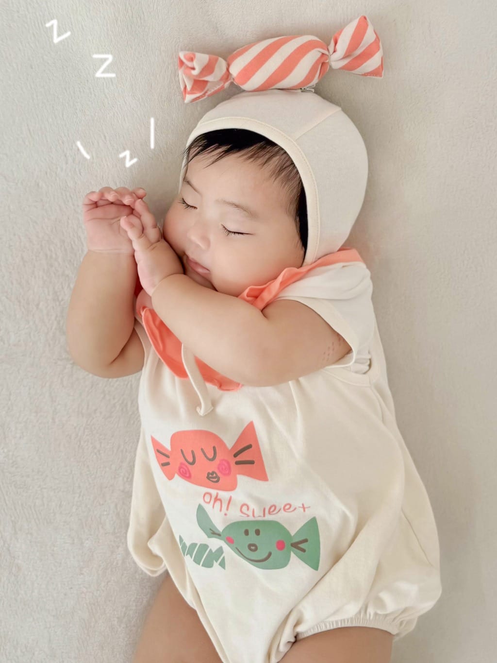 Candy Motif Sleeveless Romper Bonnet Set キャンディ ノースリーブロンパース 帽子 セット【mh0013395】 TOMMY'S GIFTS ノースリーブロンパース