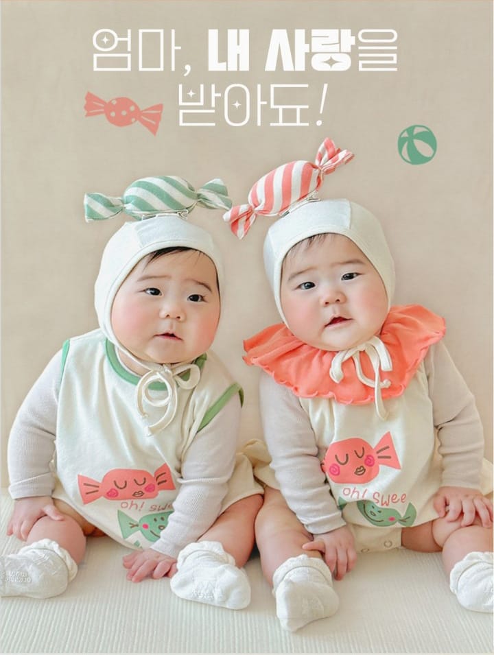 Candy Motif Sleeveless Romper Bonnet Set キャンディ ノースリーブロンパース 帽子 セット【mh0013395】 TOMMY'S GIFTS ノースリーブロンパース