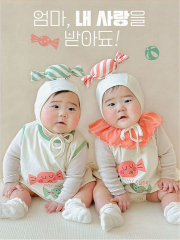 Candy Motif Sleeveless Romper Bonnet Set キャンディ ノースリーブロンパース 帽子 セット【mh0013395】 TOMMY'S GIFTS ノースリーブロンパース
