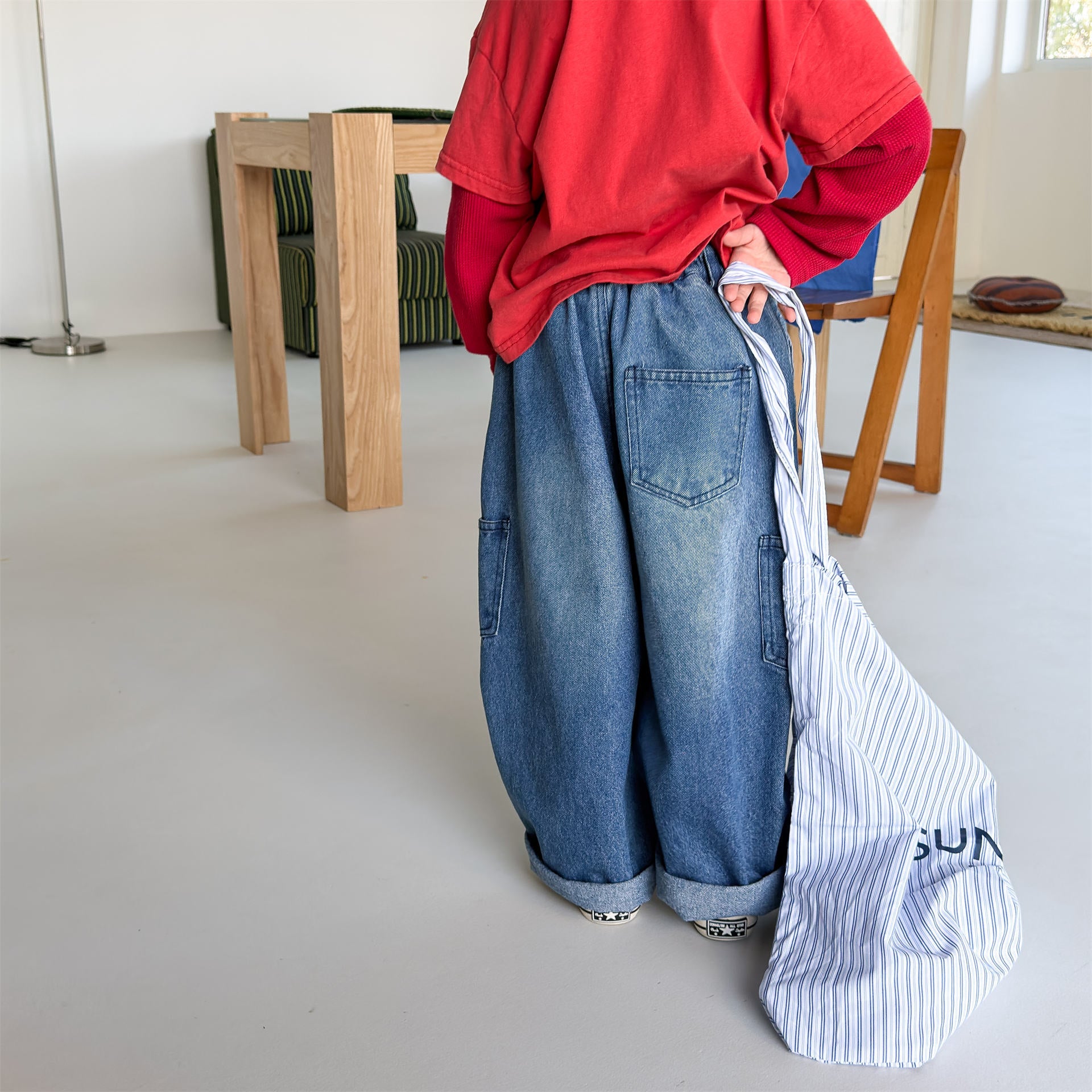 Cargo Denim Camouflage Pants カーゴ デニム 迷彩 ワイドパンツ【mh0012477】 ADbaby ロングパンツ・スウェットパンツ