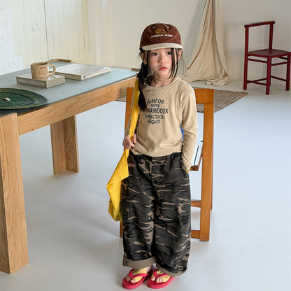 Cargo Denim Camouflage Pants カーゴ デニム 迷彩 ワイドパンツ【mh0012477】 ADbaby ロングパンツ・スウェットパンツ