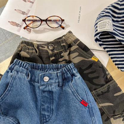 Cargo Denim Camouflage Pants カーゴ デニム 迷彩 ワイドパンツ【mh0012477】 ADbaby ロングパンツ・スウェットパンツ