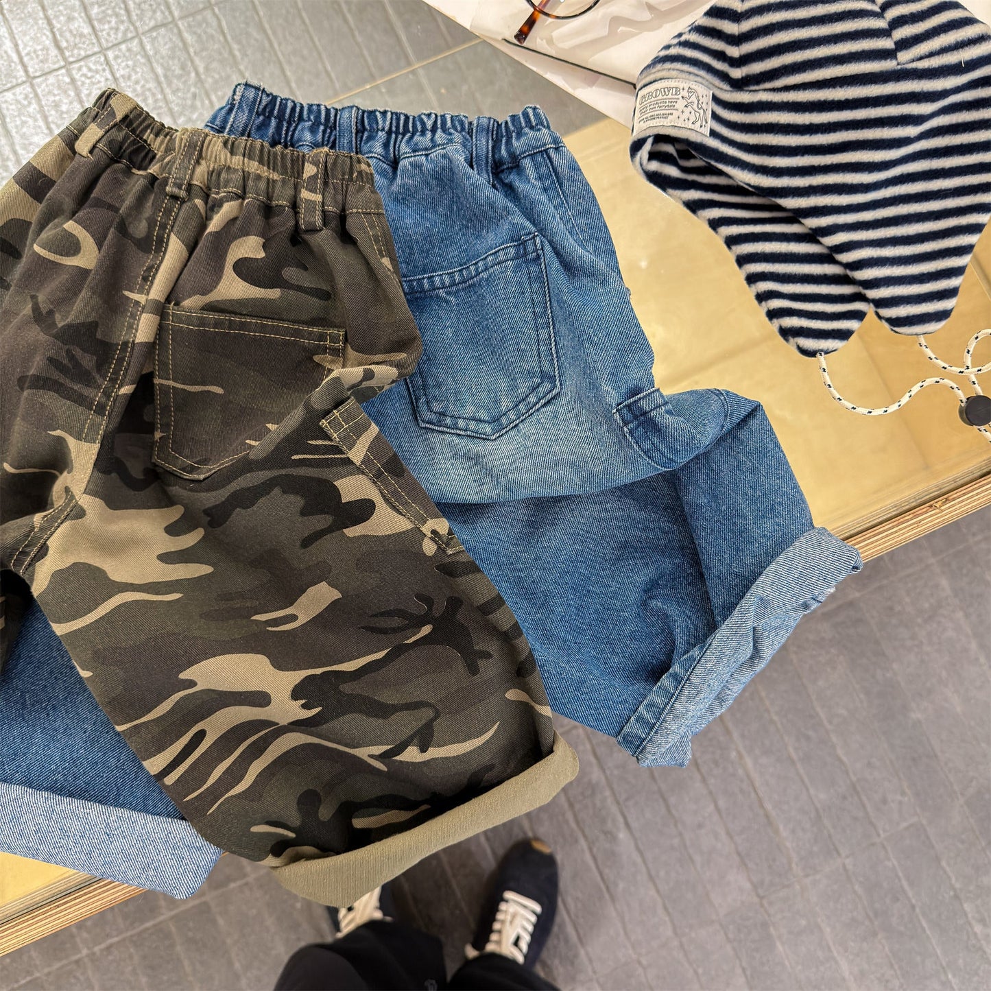 Cargo Denim Camouflage Pants カーゴ デニム 迷彩 ワイドパンツ【mh0012477】 ADbaby ロングパンツ・スウェットパンツ