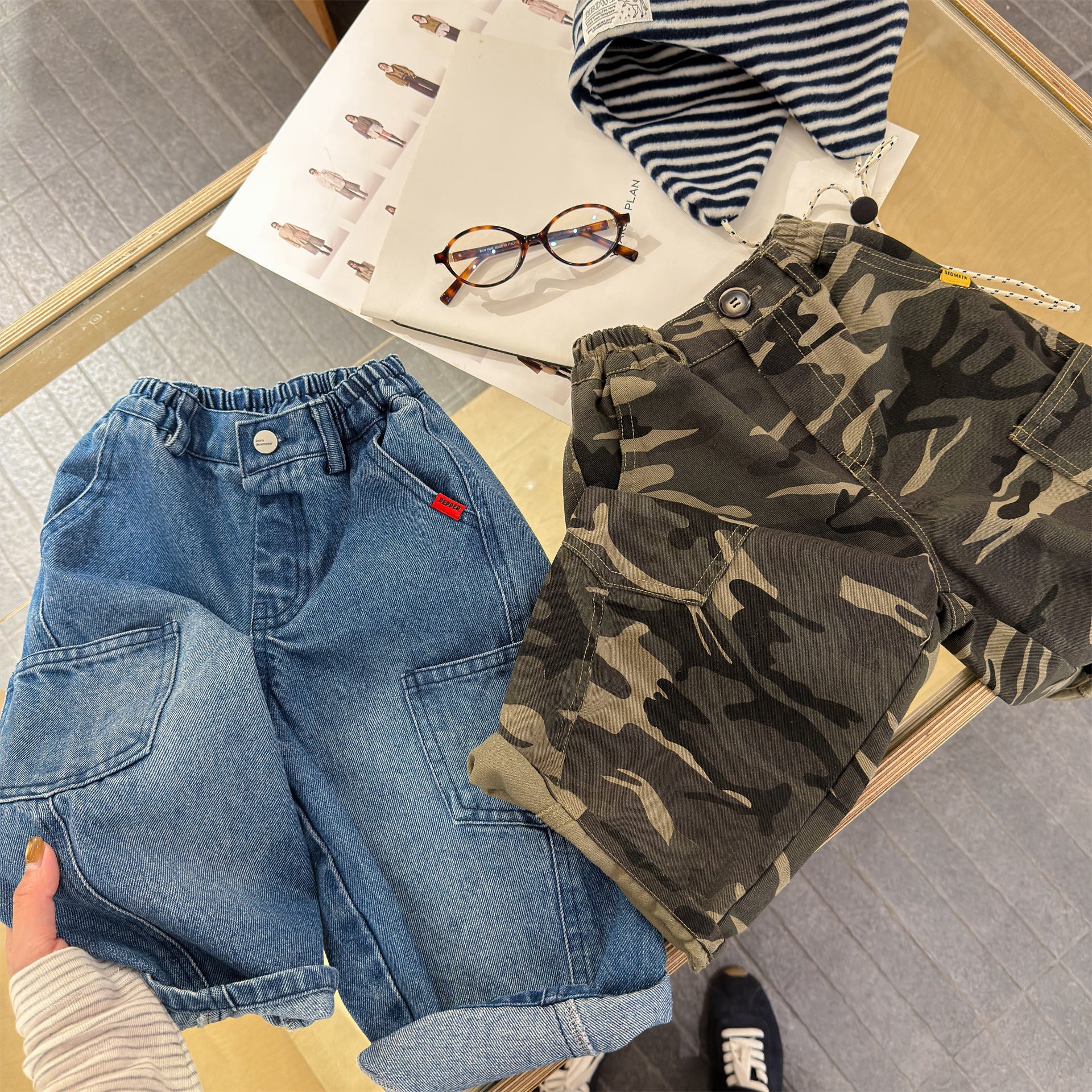 Cargo Denim Camouflage Pants カーゴ デニム 迷彩 ワイドパンツ【mh0012477】 ADbaby ロングパンツ・スウェットパンツ