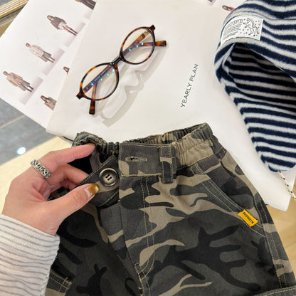 Cargo Denim Camouflage Pants カーゴ デニム 迷彩 ワイドパンツ【mh0012477】 ADbaby ロングパンツ・スウェットパンツ