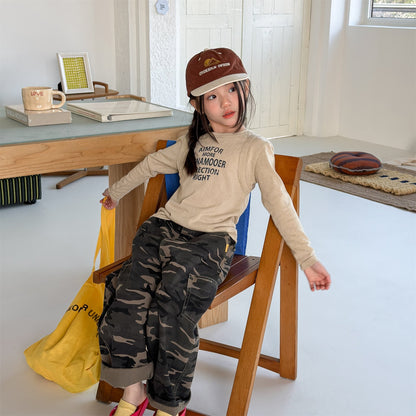 Cargo Denim Camouflage Pants カーゴ デニム 迷彩 ワイドパンツ【mh0012477】 ADbaby ロングパンツ・スウェットパンツ