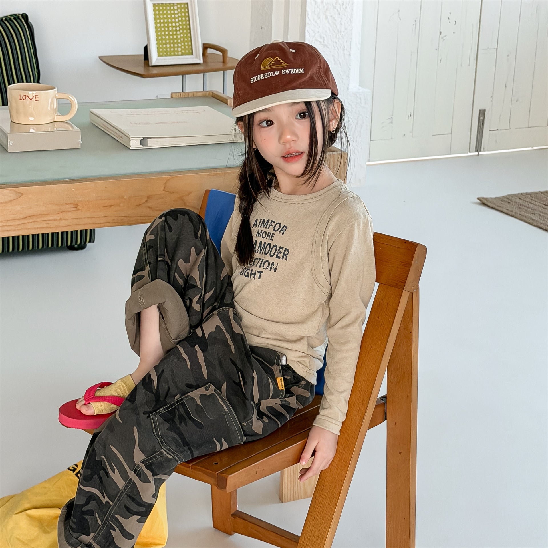 Cargo Denim Camouflage Pants カーゴ デニム 迷彩 ワイドパンツ【mh0012477】 ADbaby ロングパンツ・スウェットパンツ