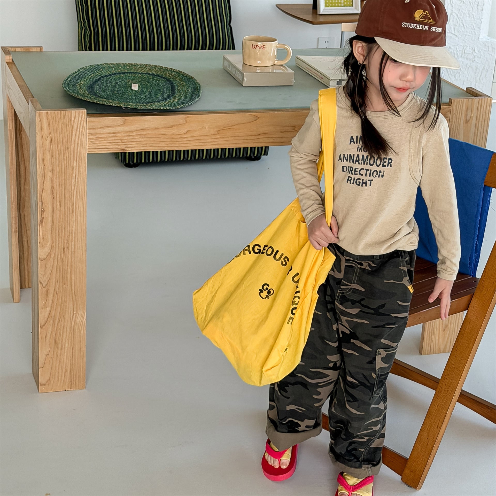 Cargo Denim Camouflage Pants カーゴ デニム 迷彩 ワイドパンツ【mh0012477】 ADbaby ロングパンツ・スウェットパンツ