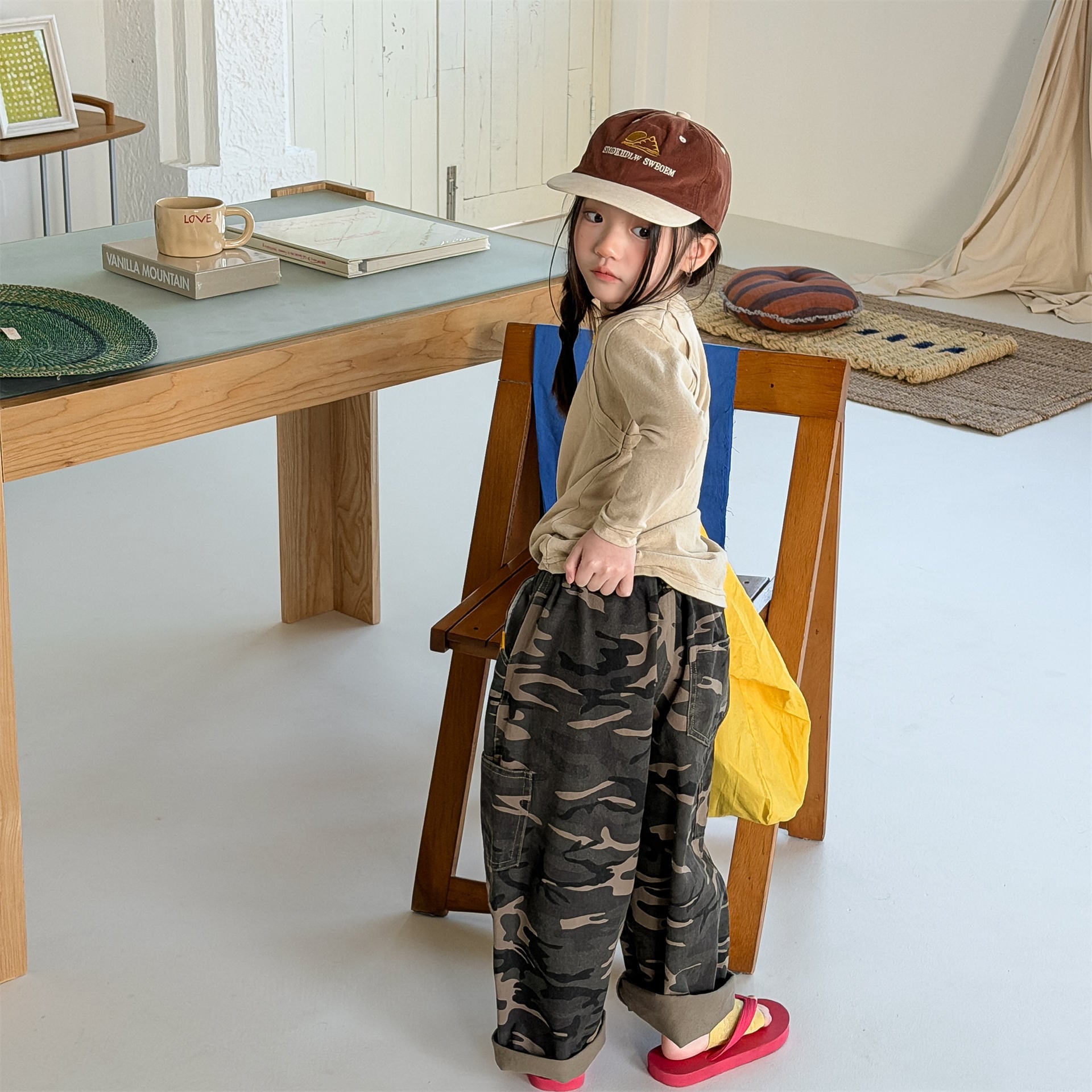 Cargo Denim Camouflage Pants カーゴ デニム 迷彩 ワイドパンツ【mh0012477】 ADbaby ロングパンツ・スウェットパンツ