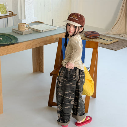 Cargo Denim Camouflage Pants カーゴ デニム 迷彩 ワイドパンツ【mh0012477】 ADbaby ロングパンツ・スウェットパンツ