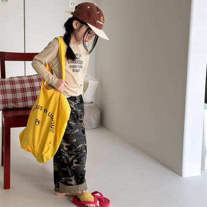 Cargo Denim Camouflage Pants カーゴ デニム 迷彩 ワイドパンツ【mh0012477】 ADbaby ロングパンツ・スウェットパンツ