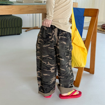 Cargo Denim Camouflage Pants カーゴ デニム 迷彩 ワイドパンツ【mh0012477】 ADbaby ロングパンツ・スウェットパンツ