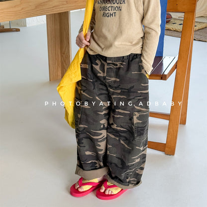 Cargo Denim Camouflage Pants カーゴ デニム 迷彩 ワイドパンツ【mh0012477】 ADbaby ロングパンツ・スウェットパンツ