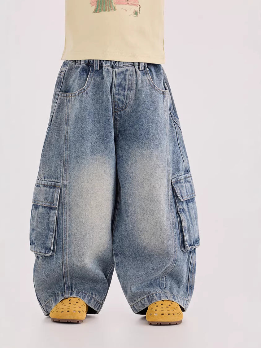 Cargo Denim Wide Leg Pants カーゴ デニム ワイドパンツ【mh0012380】 mamahalo shop