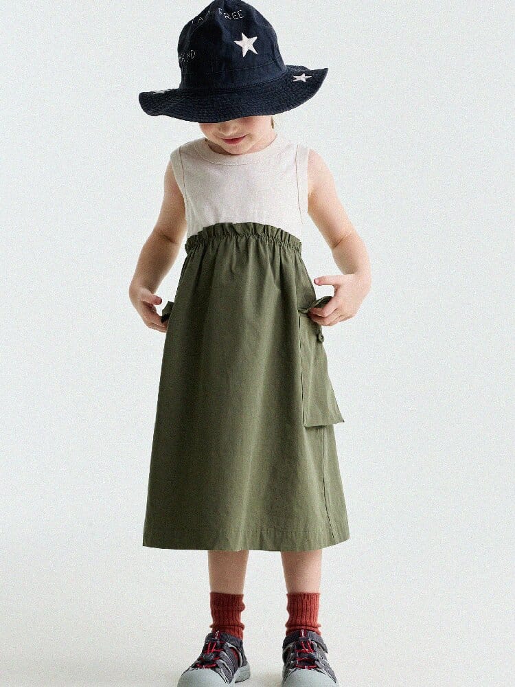 Cargo Pocket Cotton Dress ワークテイスト ノースリーブワンピース【mh0013195】 yunerma ノースリーブワンピース