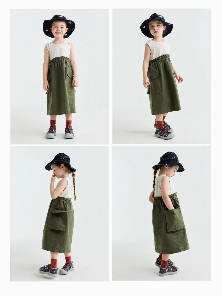Cargo Pocket Cotton Dress ワークテイスト ノースリーブワンピース【mh0013195】 yunerma ノースリーブワンピース