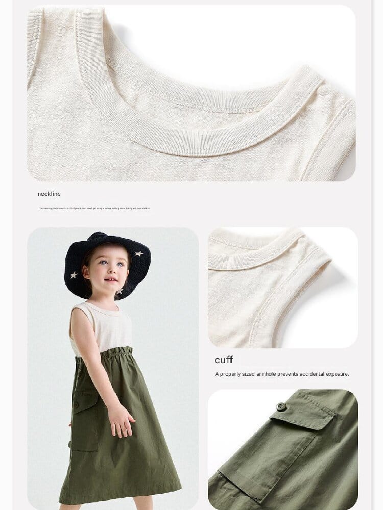 Cargo Pocket Cotton Dress ワークテイスト ノースリーブワンピース【mh0013195】 yunerma ノースリーブワンピース